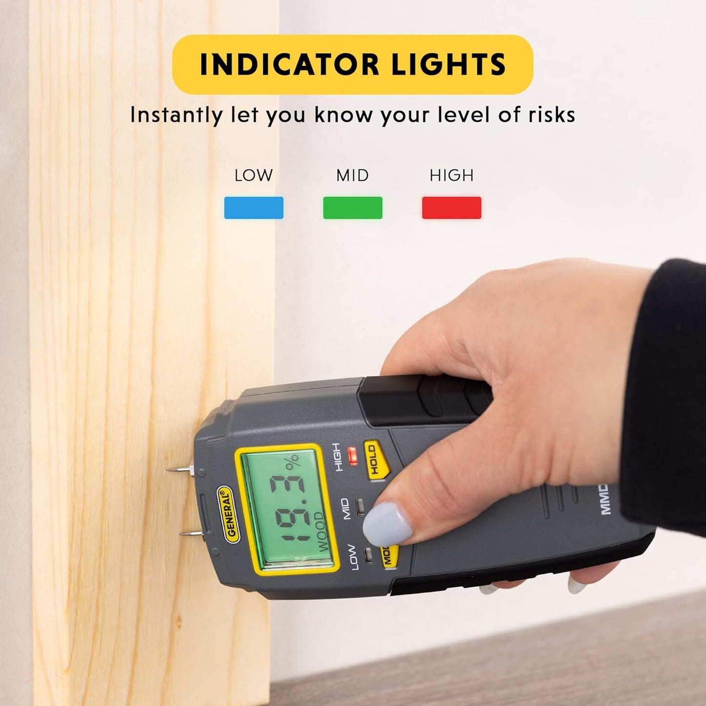 General Tools MMD4E Digital Moisture Meter, Water Leak Detector, Moisture Tester, Pin