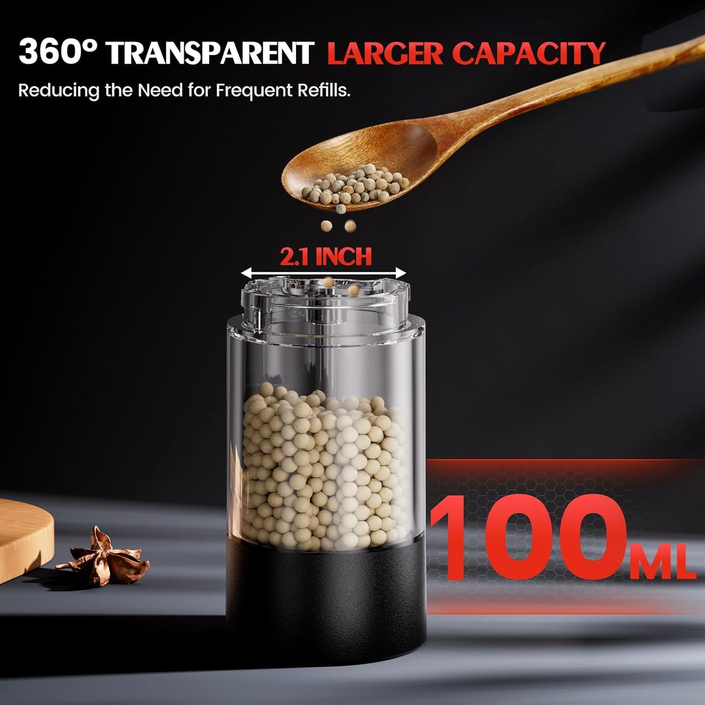 Electric Salt and Pepper Grinder Set Automatic Battery Pepper Mill Shakers Adjustable Coarseness Upgraded Larger Capacity with Led Home and Kitchen