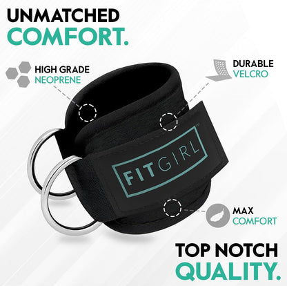 FITGIRL Ankle Strap for Cable Machine Premium Padding and Comfort for Cable Exercise Machines, Cable Exercise Attachment for Home &