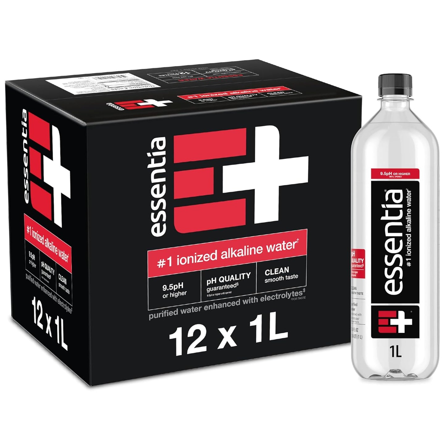 Essentia Water Bottled, Ionized Alkaline Water:99.9% Pure, Infused With Electrolytes, 9.5 pH Or Higher With A Clean, Smooth Taste, 1 Liter (2)