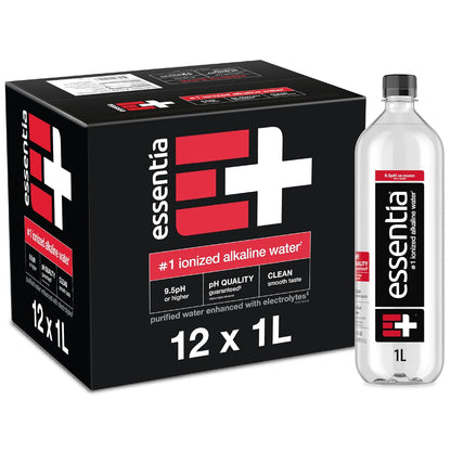Essentia Water Bottled, Ionized Alkaline Water:99.9% Pure, Infused With Electrolytes, 9.5 pH Or Higher With A Clean, Smooth Taste, 1 Liter (2)