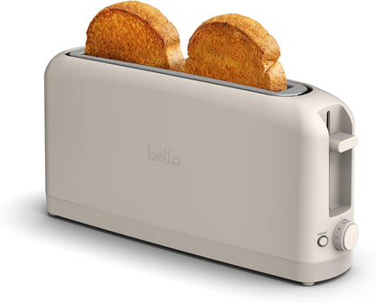bella 2 Slice Slim Toaster, Fits-anywhere Kitchenware, 6 Setting Shade Control with Reheat & Cancel Buttons, Fits sourdough, 10 Long