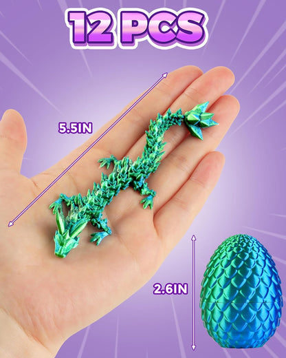 12PACK 3D Printed Dragon Eggs, Easter Basket Stuffers for Children and Teens, Unique Easter Toys & Gifts for