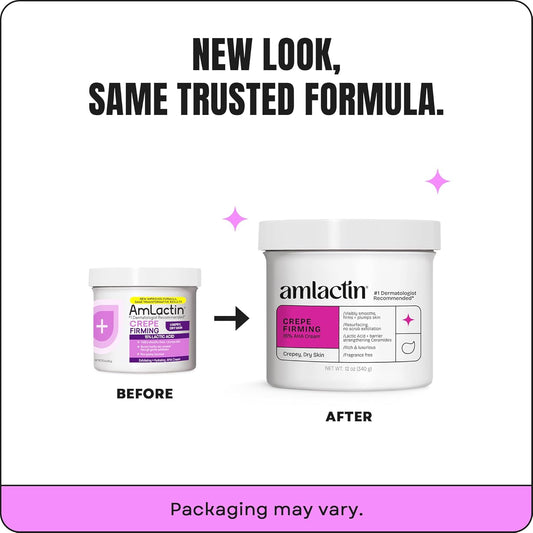 AmLactin Crepe Firming Cream - Therapeutic Skin Tightening Cream for Body No-Scrub Exfoliator and Moisturizer, Skin Care with 15% Lactic Acid