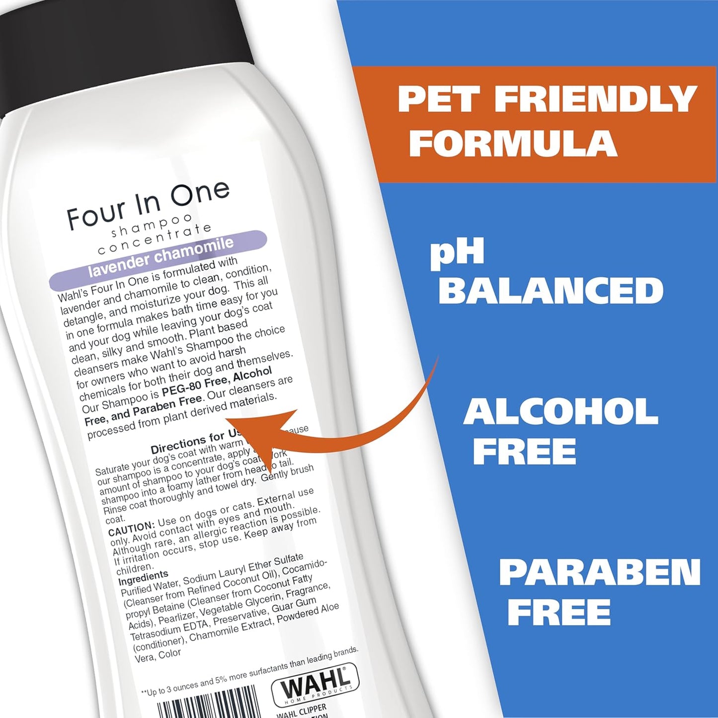 Wahl USA 4-in-1 Calming Dog Shampoo with Lavender Chamomile Scent Cleans, Conditions