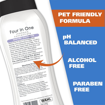 Wahl USA 4-in-1 Calming Dog Shampoo with Lavender Chamomile Scent Cleans, Conditions