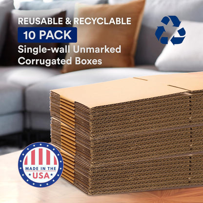 BOX USA Moving Boxes Medium 18"L x 14"W x 12"H 10-Pack, Corrugated Cardboard Box for Shipping, Mailing, Packing, Packaging and Storage 18x14x12