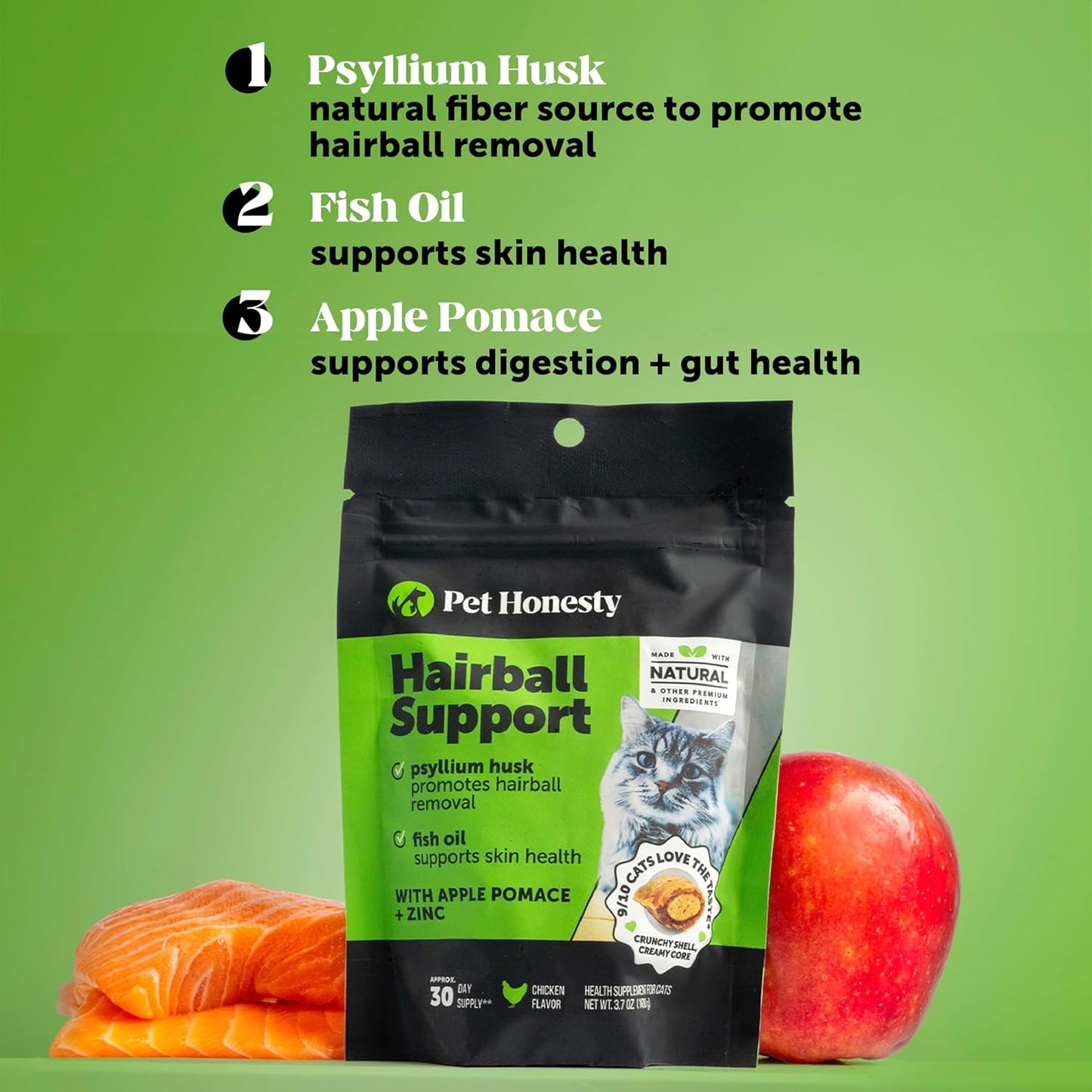 Cat Hairball Support Crunchy & Creamy Chews, Hairball Remedy Treats, Cat Furball Treatment, Supports Skin & Coat, Vitamins for