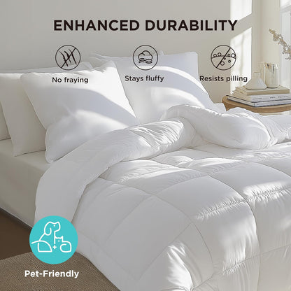 Bedsure Comforter Duvet Insert - Quilted Comforters Queen Size, All Season Duvet, GentleSoft Down Alternative Bedding Blanket, with 8
