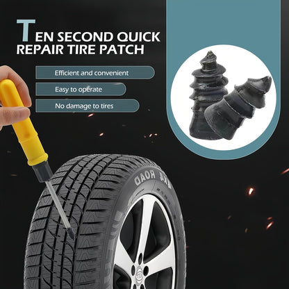 60 PCS Tire Repair Rubber Nail, Vacuum Tire Repair Kits Spiral Rubber Screws, Fast Self-Service Tool for Car, Truck