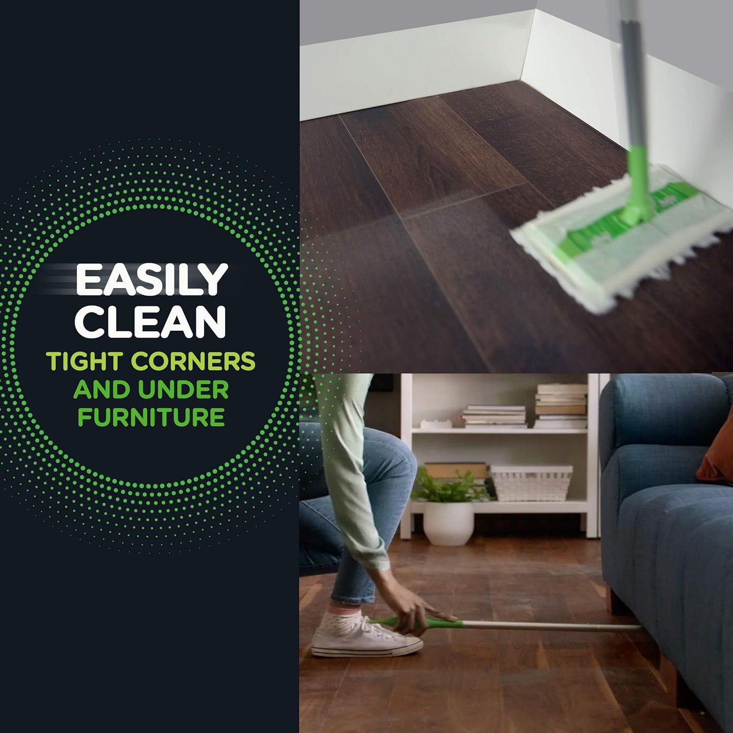 Sweep + Mop, Dry Pads Refill, Floor Cleaner for Dirt, Dust, Hair, Cleaning Cloths for Mopping Home, Bathroom