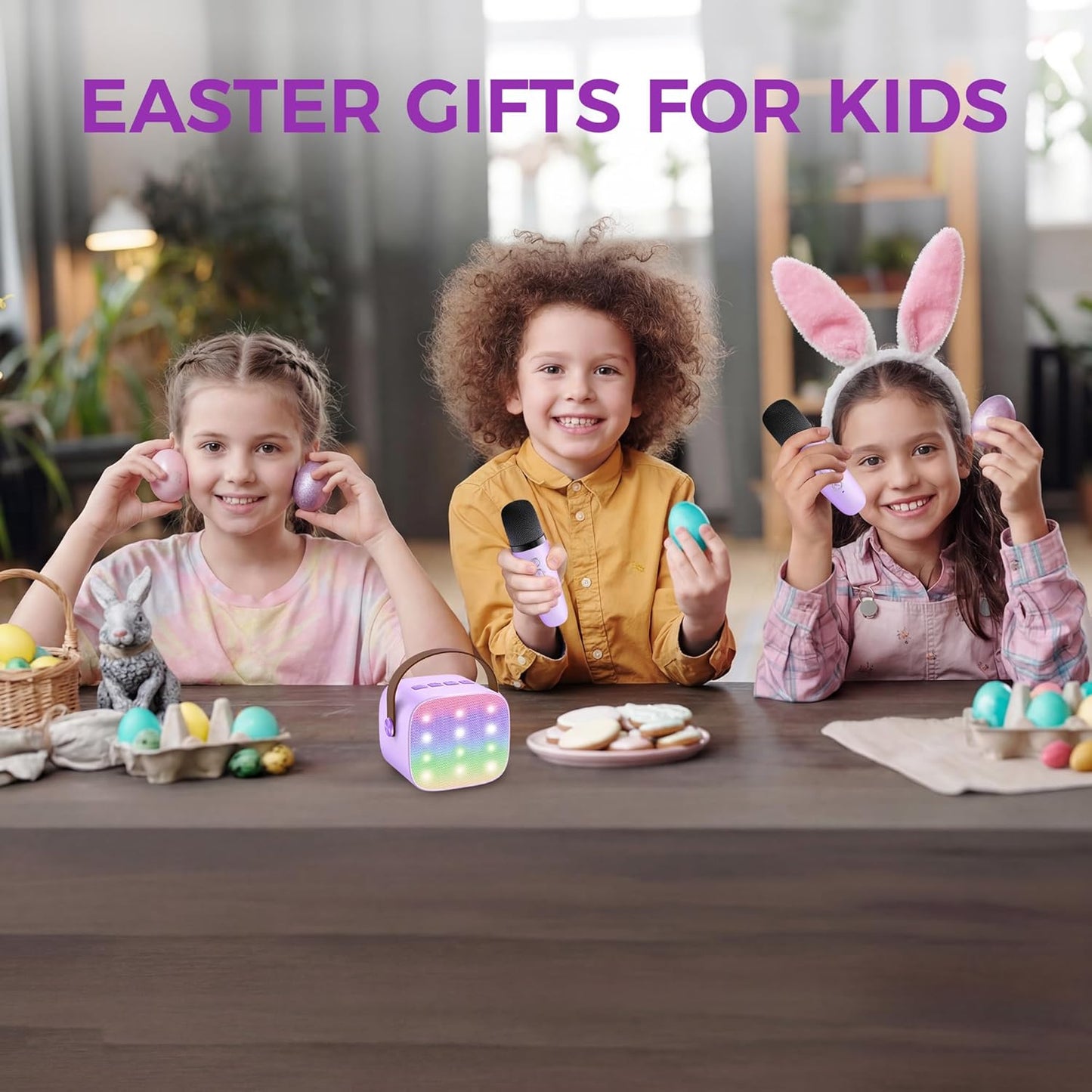 YLL Karaoke Machine for Kids, Portable Mini Speaker with 2 Wireless Microphones, TOP Kids Gifts for Girls Ages 3, 4, 5, 6, 7, 8, 9, 10+ Years