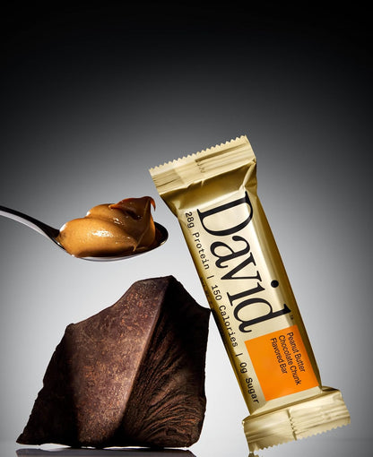 David High Protein Bars - 0g of Sugar, Low Carb, Gluten Free - 28g of Protein, 150 Calories - On-The-Go Snack - Peanut Butter Chocolate Chunk Flavor2