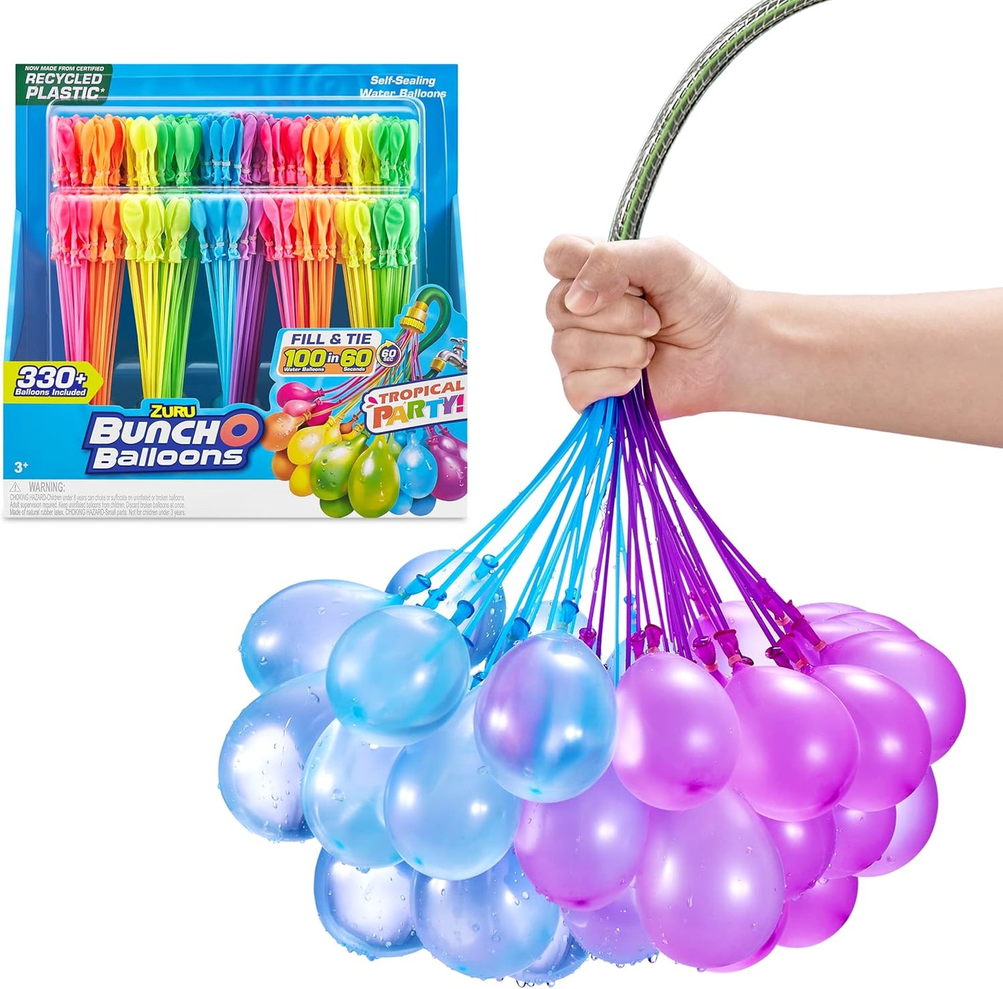 Original Bunch O Balloons Tropical Party 330+ Rapid-Filling Self-Sealing Water Balloons (Amazon Exclusive 10 count) by ZURU Water Balloon for the