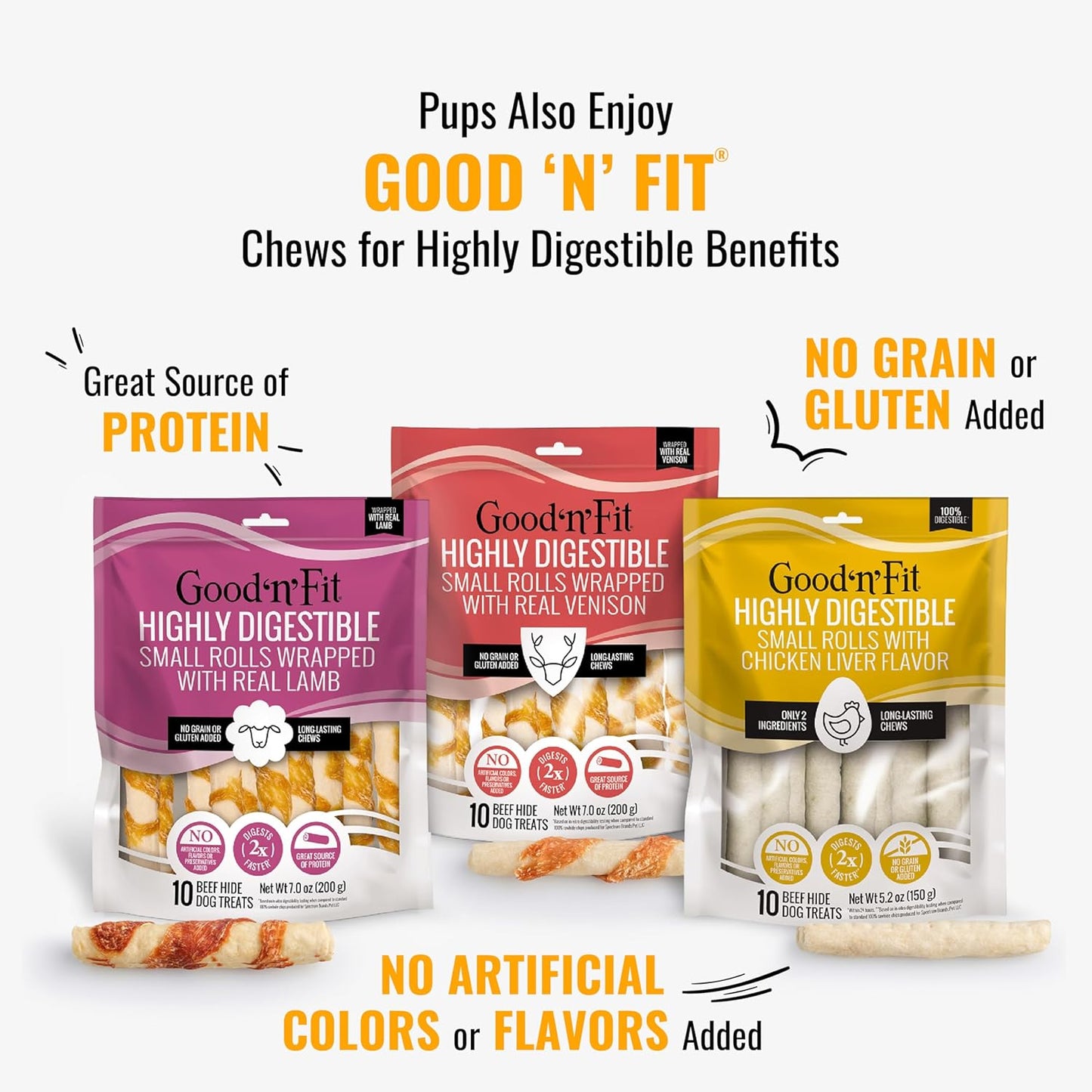 Good n Fun Triple Flavor Kabobs Chews for All Dogs, 24 Ounces, Treat Your Dog to Long-Lasting Chews Made from Beef Hide, Real Chicken, Pork