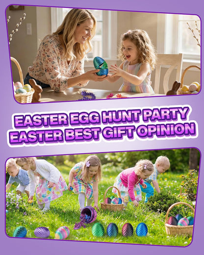 12PACK 3D Printed Dragon Eggs, Easter Basket Stuffers for Children and Teens, Unique Easter Toys & Gifts for