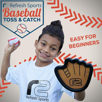Toss and Catch Ball Game Set - Easy to Use Sticky Balls & Beginner Baseball Training Glove - Premium Toy Paddle Fits All Hand Sizes From Toddlers to
