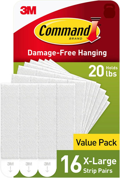 Command 20 lb XL 16 Pairs Heavyweight Picture Hanging Strips (32 Strips), Damage-Free Hangers for Picture Frames, No Tools