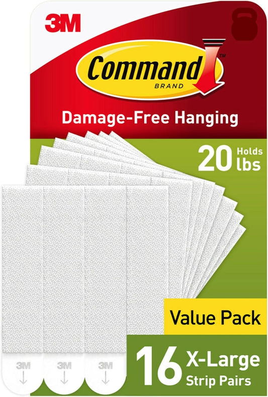Command 20 lb XL 16 Pairs Heavyweight Picture Hanging Strips (32 Strips), Damage-Free Hangers for Picture Frames, No Tools