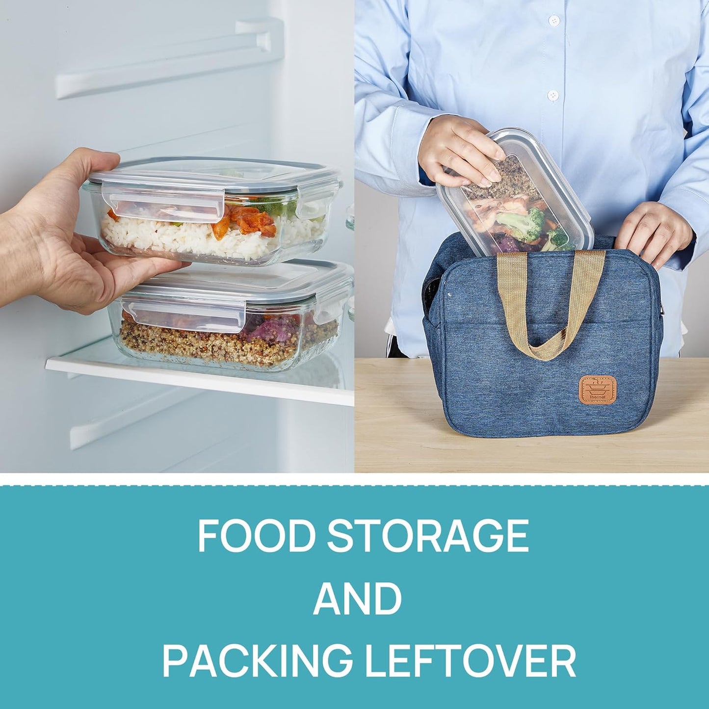 Vtopmart 5Pack 22oz Glass Storage Containers with Lids, Glass Meal Prep Food Container Sets with Snap Airtight Lids for Microwave