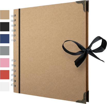 Bstorify Scrapbook Album 60 Pages (8 x 8 Inch) Brown Thick 200gsm Kraft Paper, Photo Album