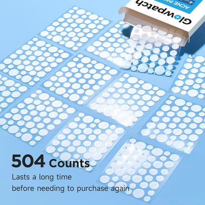 Pimple Patches for Face (504 Count), FSA Eligible Acne Patch Bulk, Zit Stickers 4 Sizes, Hydrocolloid Spot