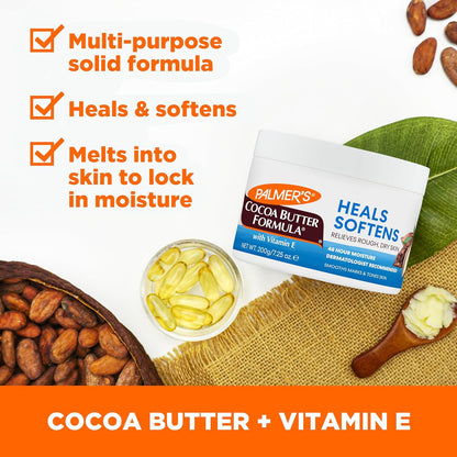 Palmer's Cocoa Butter Formula Daily Skin Therapy Solid Lotion with Vitamin E, Body Moisturizer for Extremely Dry Skin, Softens and