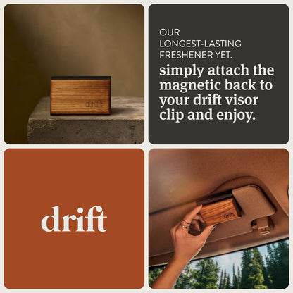Drift Car Air Freshener - The Original Wood Air Freshener - Car Odor Eliminator - Long Lasting Scent - Metal Clip - Essential Oils - Clean