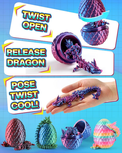 Rapean 8" 3D Printed Dragon Eggs, Easter Basket Stuffers for Kids and Teens, Unique Easter Toys & Decor for