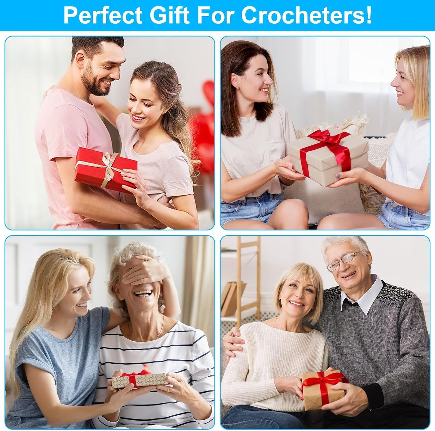 MECHEER Crochet Hooks 12 Sizes Crochet Hook Set, 51 Pack Yarn Crochet Kit for Beginners, Knitting Needles with Ergonomic Handles for Arthritic