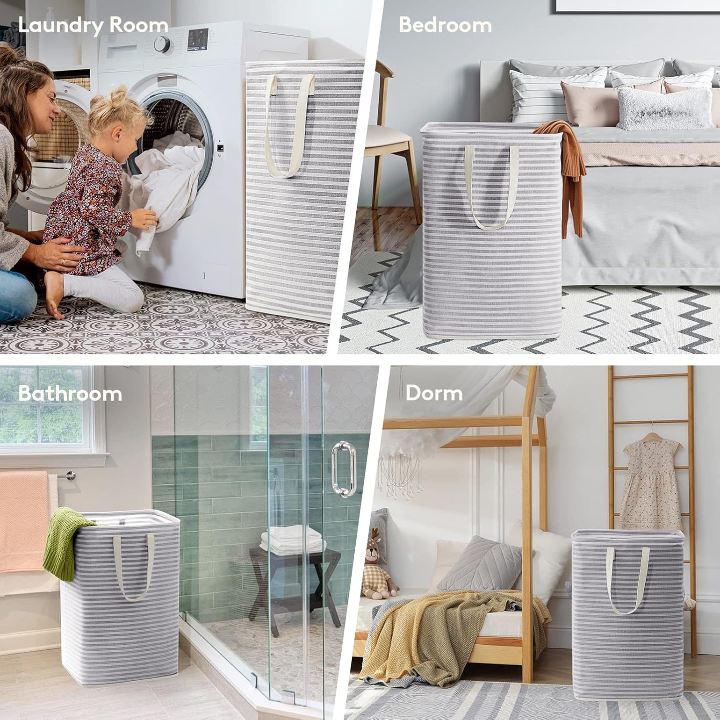Lifewit 2 Pack Laundry Basket 80L Each, Collapsible Clothes Hamper with Reinforced