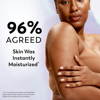 Olay Super Serum Hand & Body Lotion for Dry Skin, 24hr Long Lasting Hydration, 5+ Ingredient Complex for Bright Even Firm Luminous
