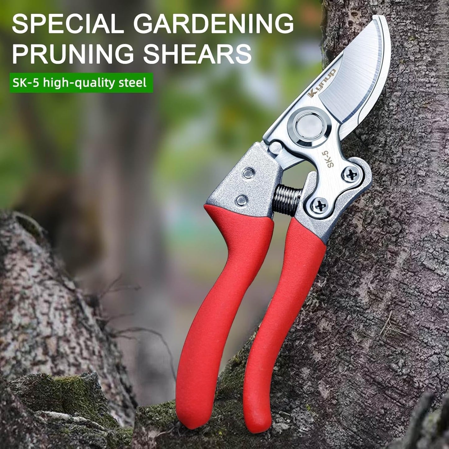 Kynup 8.6" Pruning Shears for Gardening, Garden Shears, Clippers, Garden Scissors, Pruners for Gardening, Heavy Duty Gardening