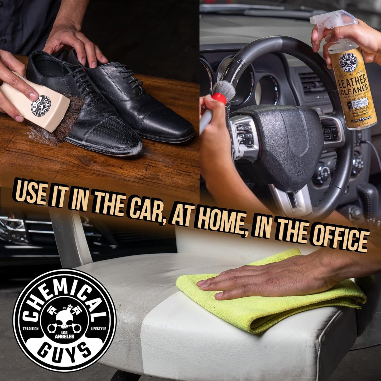 Chemical Guys Leather Cleaner and Conditioner Kit - Car Cleaner and Conditioner, Safely Cleans & Conditions Leather Car Interiors, Furniture