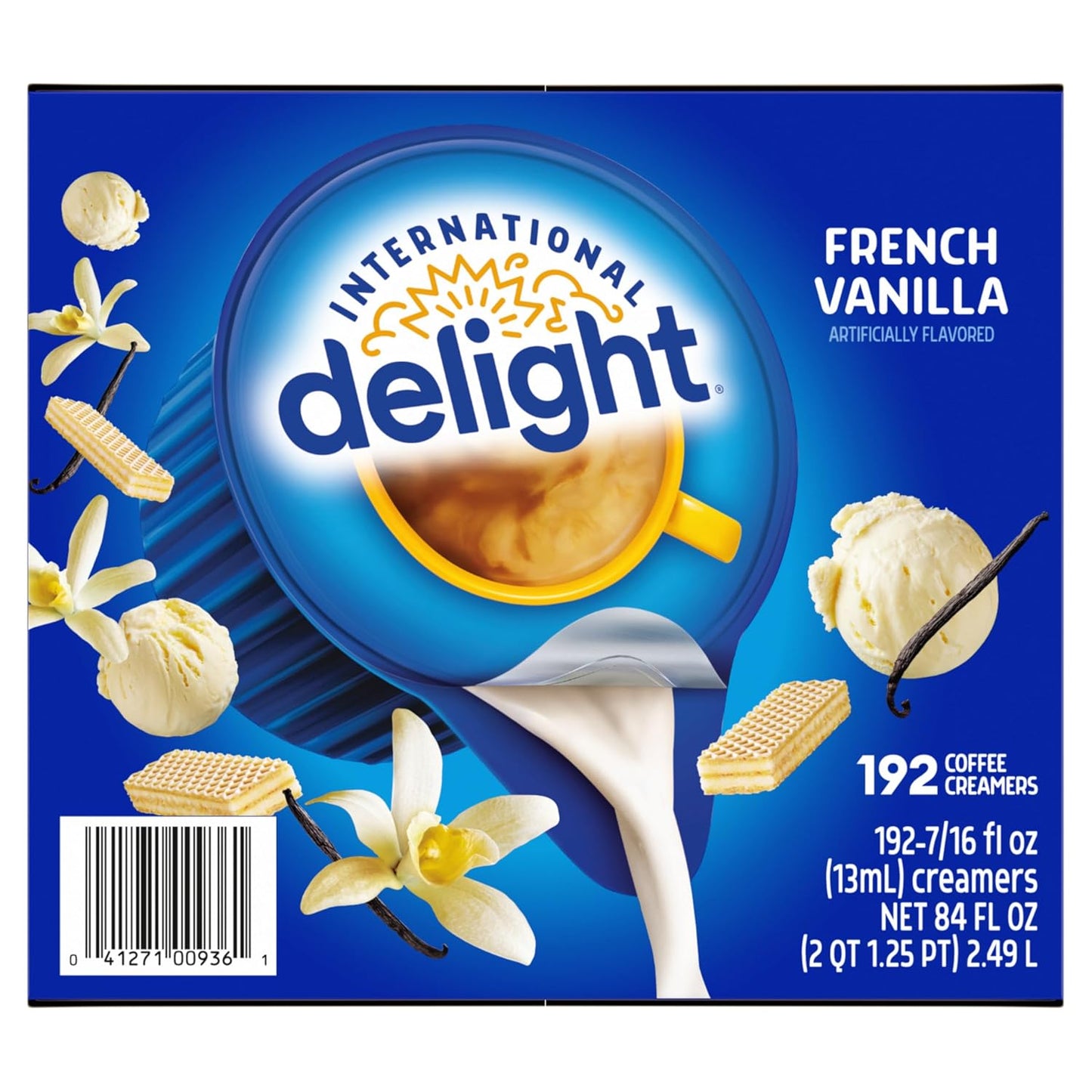 International Delight, French Vanilla, Single-Serve Coffee Creamers, 192 Count, Shelf Stable Non-Dairy Flavored Coffee Creamer, Great for Home