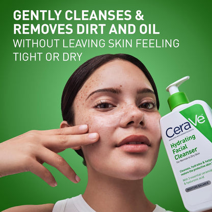 CeraVe Hydrating Facial Cleanser, Moisturizing Face Wash For Dry Skin, Hyaluronic Acid + Ceramides +