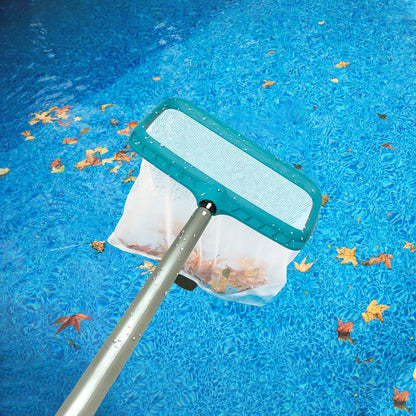POOLWHALE Professional Pool Skimmer Net, Heavy Duty Swimming Leaf Rake Cleaning Tool with Deep Fine Nylon Mesh Net Bag - Fast