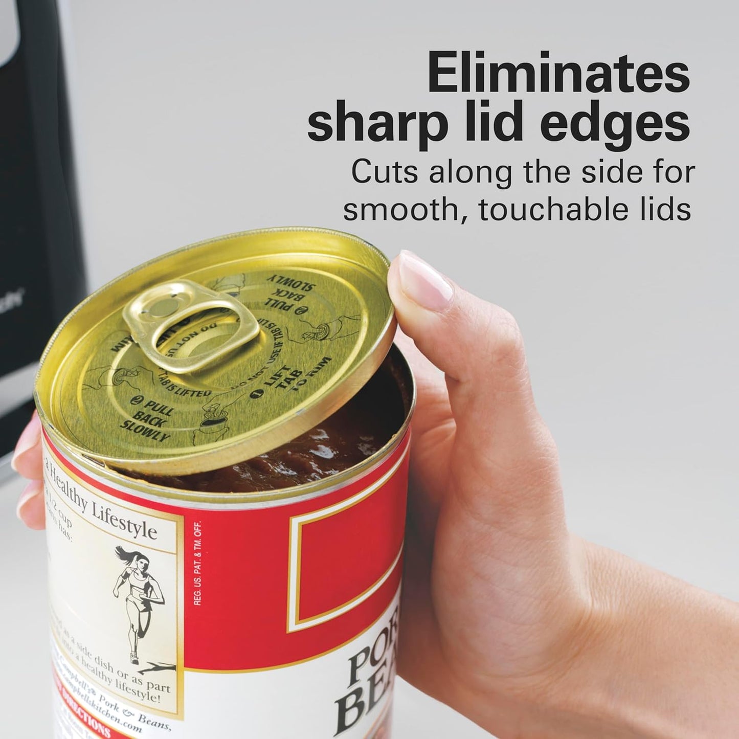 Hamilton Beach Smooth Touch Electric Automatic Can Opener with Easy Push Down Lever, Eliminates Sharp Edges, Opens All Standard-Size and Pop-Top