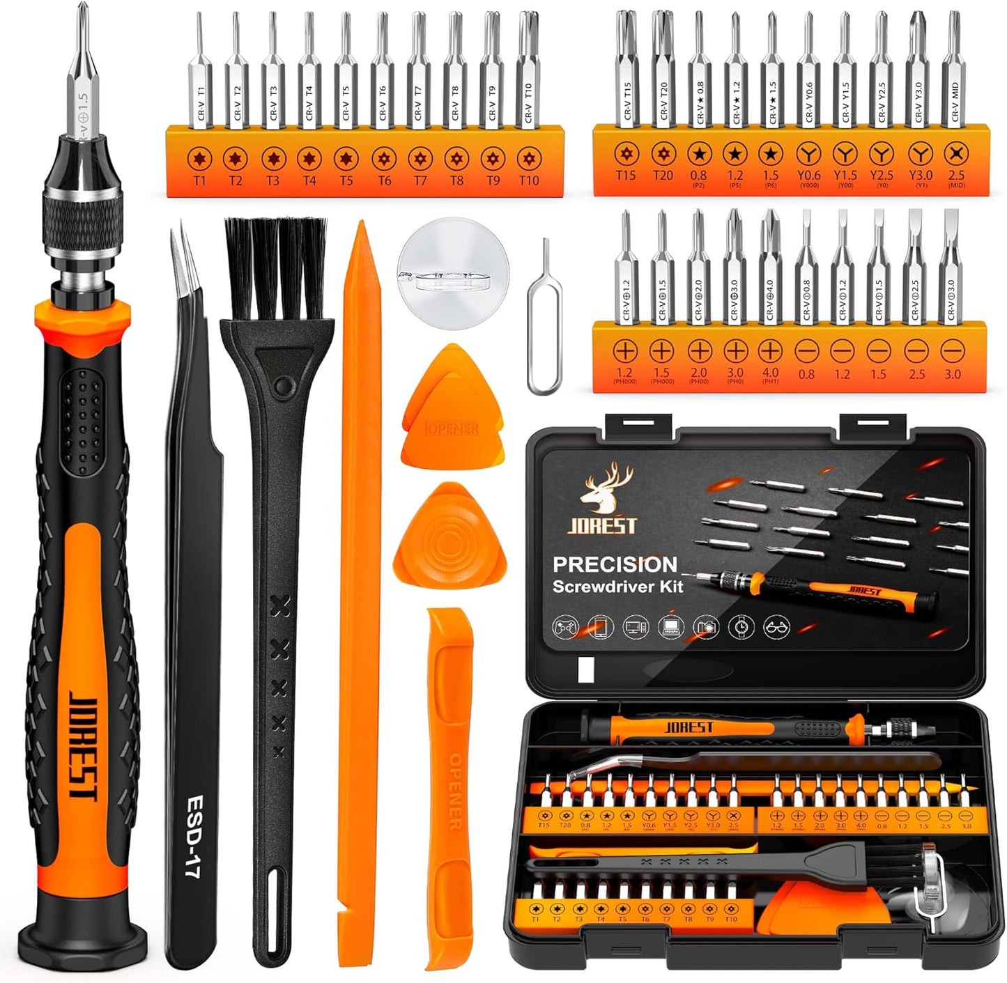 JOREST 40Pcs Small Precision Screwdriver Set with Torx Triwing Phillips, Mini Repair Tool Kit for Macbook, Computer, Laptop, PC, iPhone, PS5