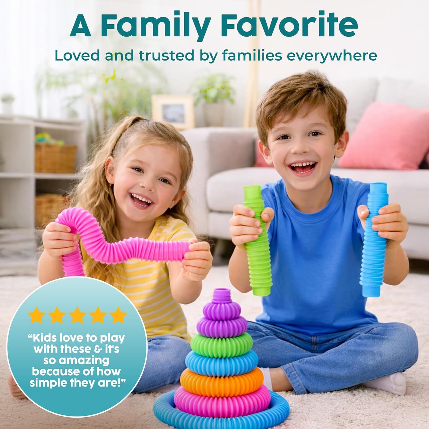 BUNMO Pop Tubes - Sensory Toys - Fidget Toys - Imaginative Play & Stimulating Creative Learning - Hours of Fun for Kids - Tons of Ways to Play -