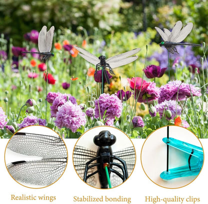 2026 New 40 Pcs Dragon Fly Clips for Bugs Repellent, 3D Artificial Dragonfly Hat Clip, Dragonfly Garden Decor