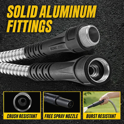 BIONIC STEEL 100 Ft Metal Garden Hose with Sprayer
