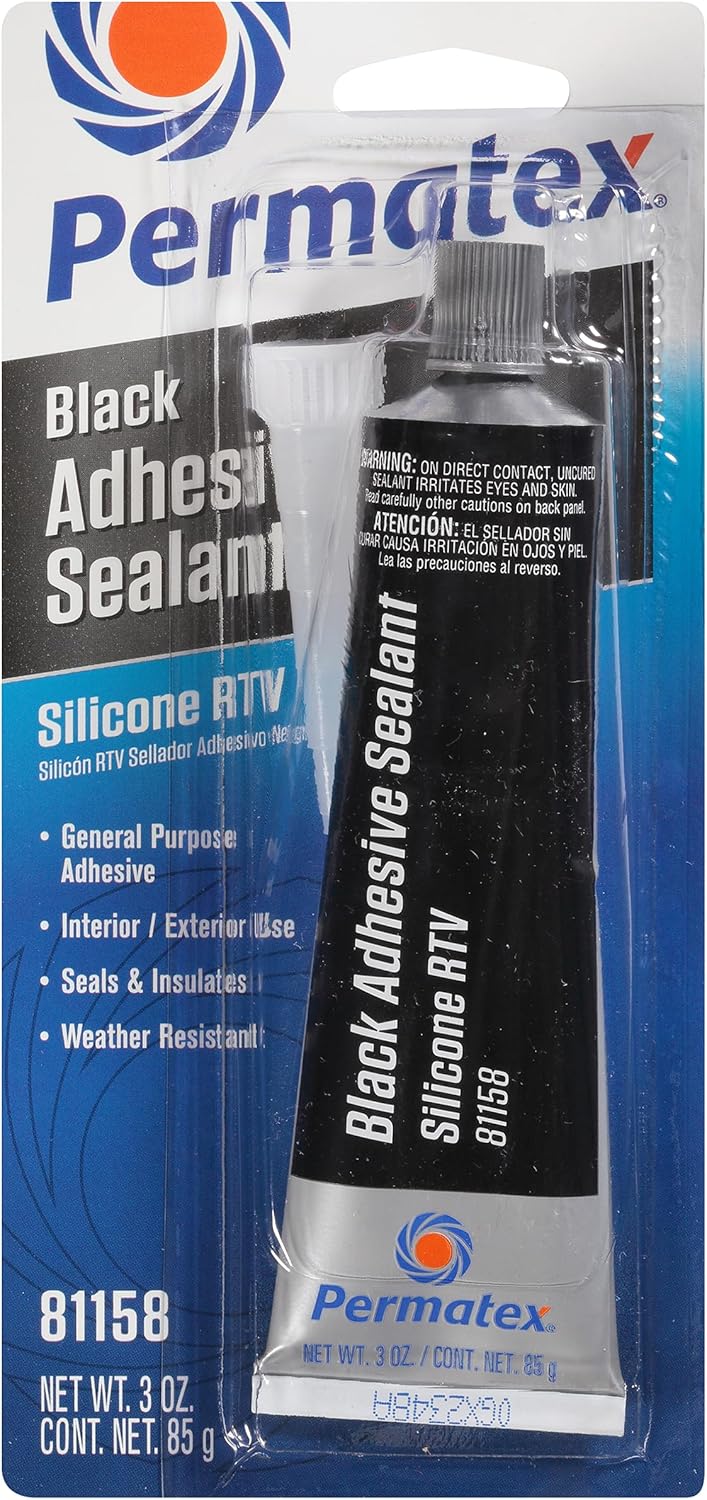 Permatex 81158 Black Silicone Adhesive Sealant, 3 oz. Tube