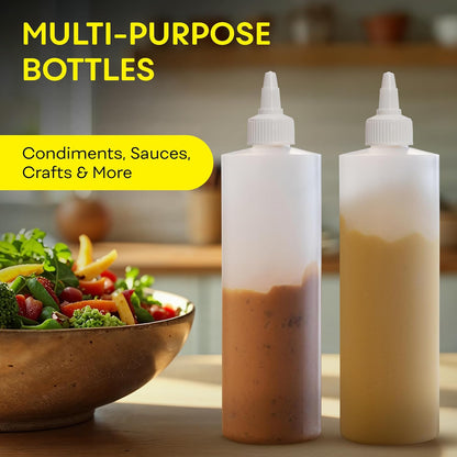 BRIGHTFROM Condiment Squeeze Bottles, 16 OZ Empty Squirt Bottle with Twist Top Cap, Leak Proof - Great for Ketchup, Mustard, Syrup, Sauces