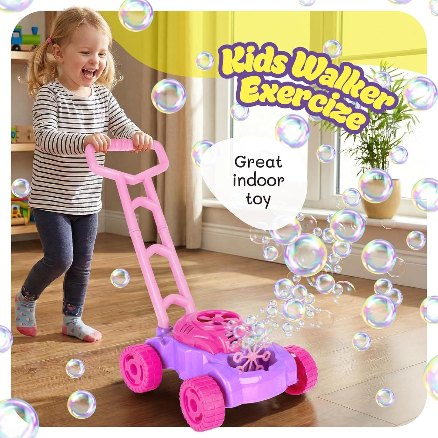 ArtCreativity Bubble Lawn Mower for Toddlers 1-3, Bubble Machine for 1-Year-Old Girl Gifts, Easter Basket Stuffers for