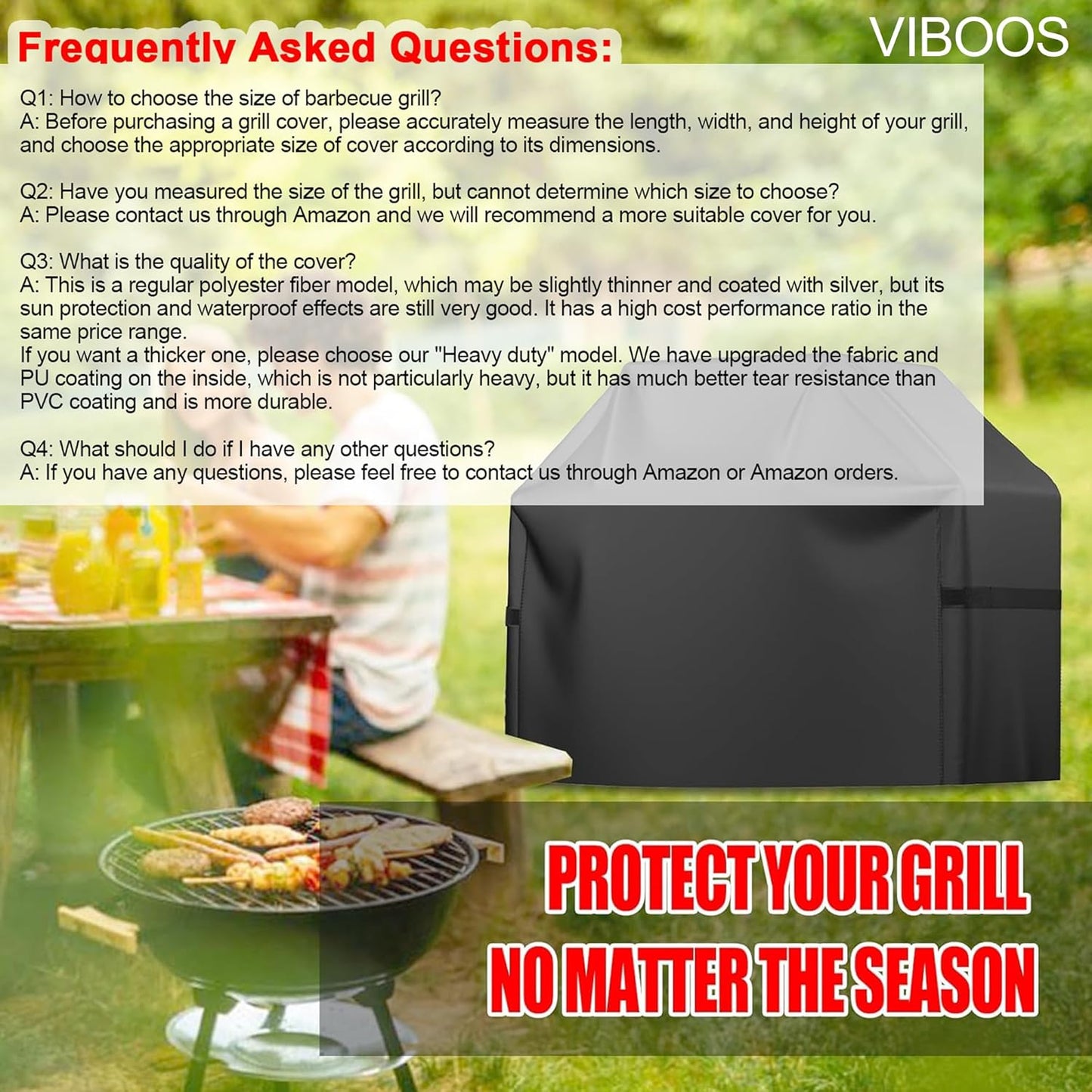 Grill Cover, 58 inch BBQ Gas Grill Cover for Outdoor Grill, Waterproof, Anti-UV, Rip-Proof, Fade Resistant