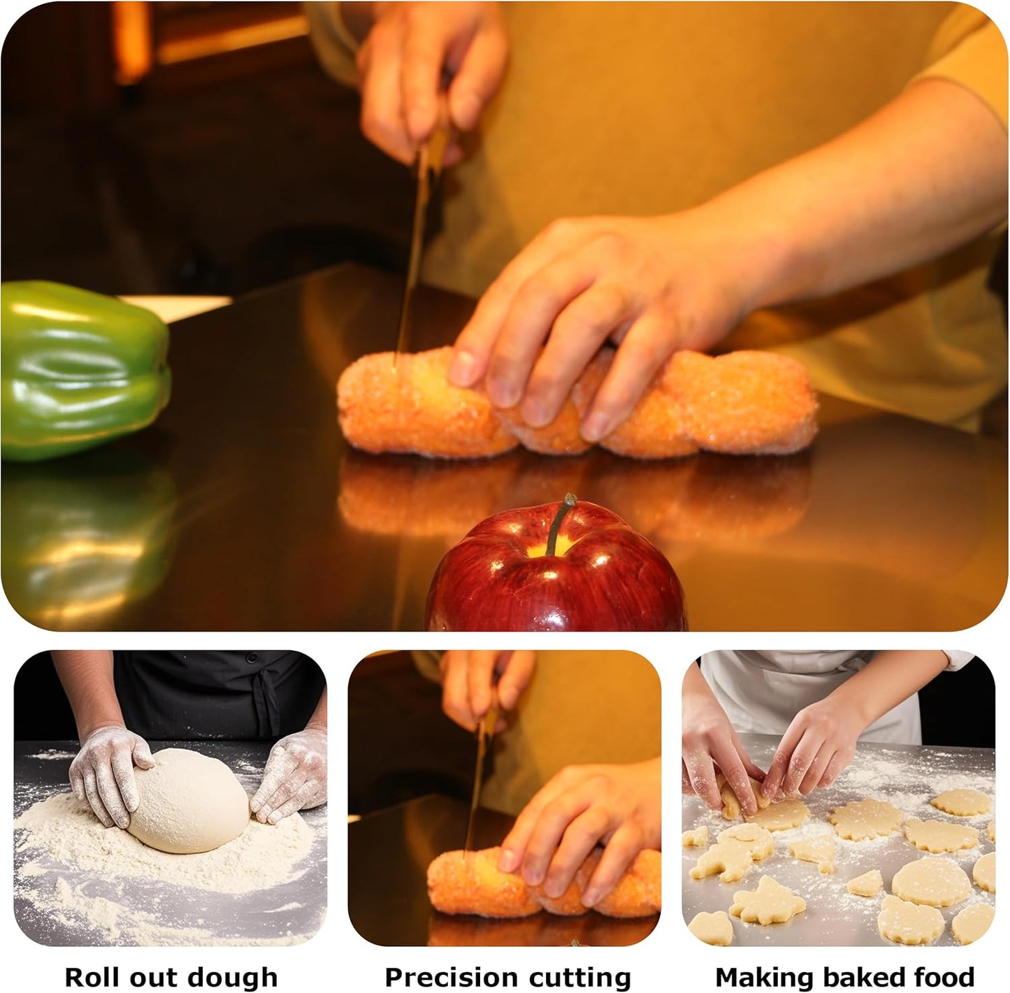 Stainless Steel Cutting Boards for Kitchen, Kneading Cutting Board Mats, Metal Cutting Board for Meat, Fruits, Vegetables