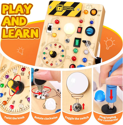 Grarain Busy Board for Toddlers - Montessori Educational Toy for 1-3 Year Old Boys & Girls, Travel-Friendly Sensory Learning