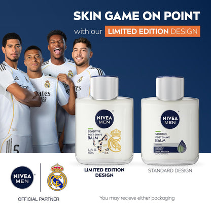 NIVEA MEN Real Madrid Limited Edition Design Sensitive Post Shave Balm, with VitaminPro Complex, Alcohol Free After Shave Balm for