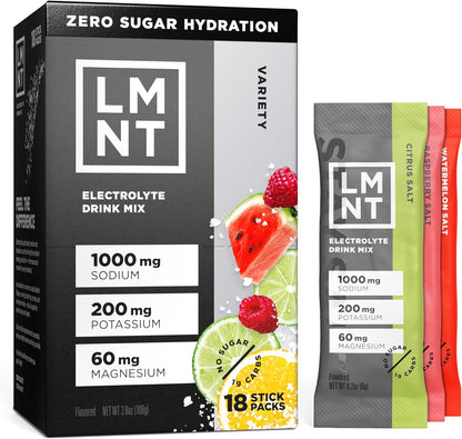 LMNT Zero Sugar Electrolytes - Variety Pack Bundle, Drink Mix, 18-Count